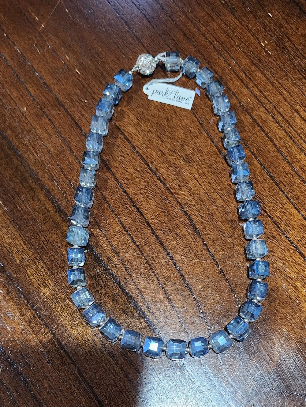 Park Lane Blue Faceted Crystal Cube Necklace